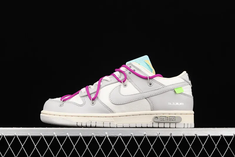 All Categories Nk SB Dunk Series Nk SB Dunk Low Low-top Sneakers Pure Original Version OF x Nk Dunk Low “04 of 50” OW White Gray Casual Sports Skateboard Shoes DM1602-100